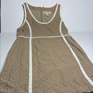 Michaels Brown Lace Dress with White Trim